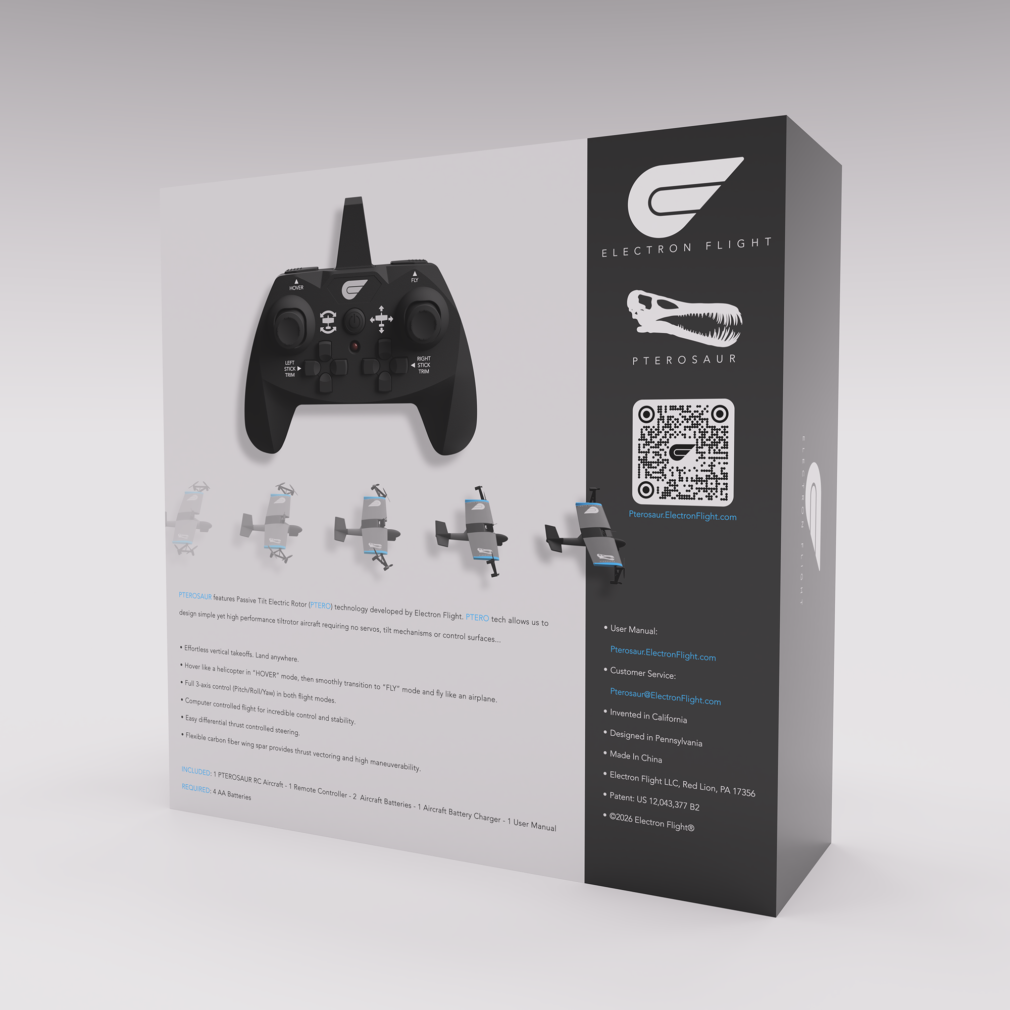 Pterosaur RC VTOL retail box, back